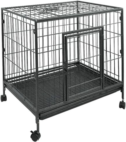Double Door Dog Cage Dog Crate with Lockable Wheels and Removable Trays Small Crate for Puppies and Small Dogs Dog Kennel Indoor in Saudi Arabia