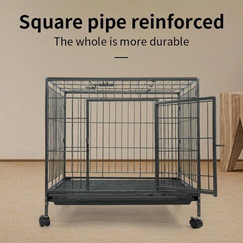 Double Door Dog Cage Dog Crate with Lockable Wheels and Removable Trays Small Crate for Puppies and Small Dogs Dog Kennel Indoor in Saudi Arabia