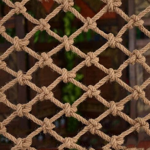 Safety Anti-Fall Fence Net for Children Pet Cat,Cargo Net Climbing Rope,Playground Climbing Children Net Woven Rope Truck Trailer Netting Swing Treehouse Hammock Rope (Jute, 1Mx1M(3.3FTx3.3FT)) in Kuwait