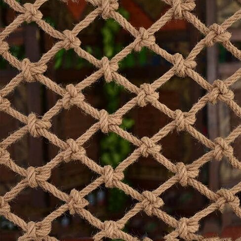 Safety Anti-Fall Fence Net for Children Pet Cat,Cargo Net Climbing Rope,Playground Climbing Children Net Woven Rope Truck Trailer Netting Swing Treehouse Hammock Rope (Jute, 1Mx1M(3.3FTx3.3FT)) in Kuwait