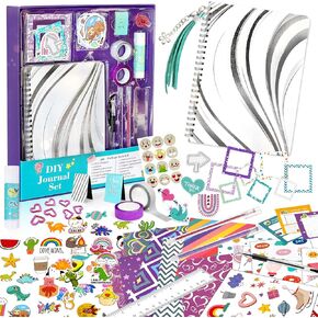DIY Journal Kit for Girls - 49pcs DIY Journal Set for Teen Girls, Stationery Set, Scrapbook & Diary Supplies Set, Journaling Art Crafts Kit, Ideal Gifts for 8 9 10 11 12 13 14 Year Old Girl