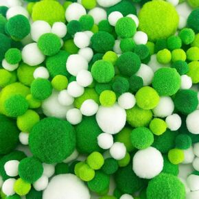 Jxpinet 1000 Pcs 5 Sizes 1 cm to 3 cm Fuzzy Pom Poms Balls, Assorted Pompoms Balls for Arts and Craft Making Decorations (Green Series)