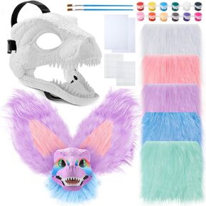 13 Pcs DIY Dino Mask Kit Hard Plastic Dinosaur Mask Furry Therian Dino Costume Kit Animal Dinosaur Party Costume