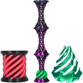 Impossible 3D Printed Toys,Impossible Cone Fidget Toy,Christmas Tree,Spiral Cylinder,Spiral Bouncing Ball,White Elephant Gifts, Desktop Toy,Puzzle Toys(3pcs)
