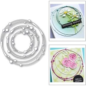 Circle Flowers Lace Metal Cutting Die Cuts, Wedding Lace Stencils DIY Crafts Cards Dies Cuts for DIY Embossing Card Making Photo Decorative Scrapbooking (Spotted Line Circle)
