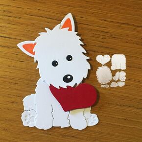 2pcs/Set Dog Heart Love Cutting Dies, Valentine's Day Love Animal Dog Metal Die Cuts, Cut Stencils DIY Scrapbooking Card Making