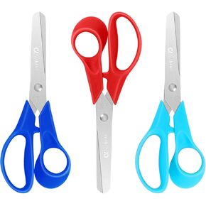 Kids Scissors, Children Scissors with Comfort Grip Handles, Safety Blunt Tip, 5 Inch, 3 Pack