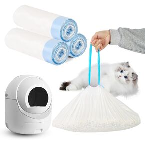 Cat Litter Bags 60 Count, 21.65"x11.8"Drawstring Close Litter Box Liners for Automatic Cat Litter Box,Cat Poop Bags,Easy to Clean,Heavy Duty Litter Robot Bags,Thick Litter Bags for Self-Cleaning Box