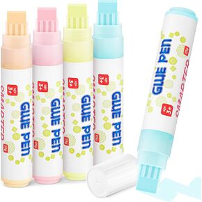 Gilprop 4 Pcs Glue Pen 15mm Tip Glue Sticks 2 Way Glue Pens for Crafting Scrapbook Glue Easy Precise Control Fine Tip Glue Pens for Kids Crafting, Card Making School Craft Supplies
