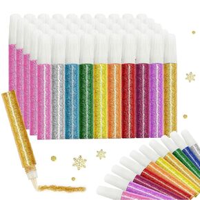 50 Pack Glitter Glue Pens Bulk 10 Colors Washable Glitter Glue Stick Set, Rainbow Glue Stick Use for Art Projects, Decorating Supplies, Drawing, Writing