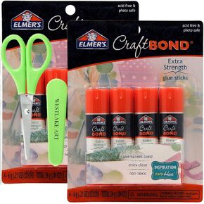 عصي غراء قوة Craftbond ، 0.16 أوقية ، غراء واضح للورق ، النسيج والمزيد ، مجمعة مع مقص الورق ، الترابط ، تطبيق سريع ، خالية من الفوضى [2 حزمة] in Kuwait