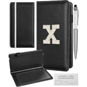Slohif Checkbook Cover and Checks Register - Initial Leter S Pattern Leather Personal Duplicate Check Holder Wallet for Women Men Top Side Tear