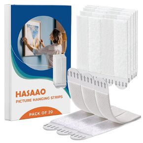 Large Picture Hanging Strips Heavy Duty - 20 Pairs (40 Strips), Wall Hanging Strips for Damage-Free Picture Hanger, Mounting of Photos, Frames, and Wall Decor