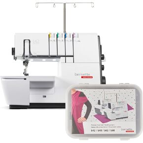 Bernette B62 Airlock Coverstitch Serger Machine with 7 Pcs Coverstitch Foot Kit, White