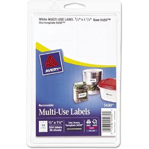 Avery Print or Write Removable Multi-Use Labels, 3/4 x 1-1/2, White, 504/Pack