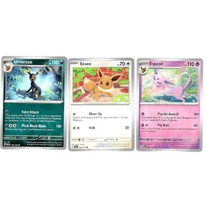 Umbreon Espeon Eevee - Obsidian Flames - Pokemon Evolution 3 Card Lot - 086/197-130/197