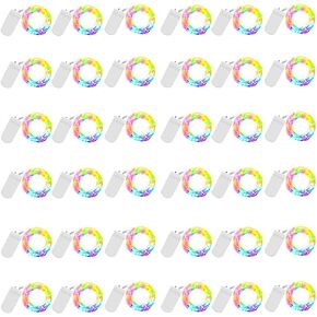 36 Pack Fairy Lights Battery Operated, 20 LED 6.6ft/2m Starry String Lights, Waterproof Mini Silver Wire Firefly Lights for Mason Jar DIY, Wedding Christmas Decor (Multicolor)