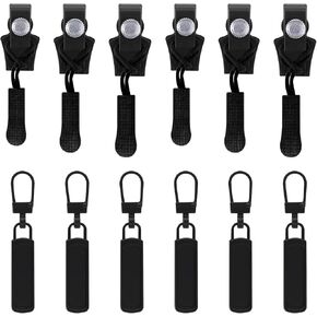 Zipper Repair Kit Universal Zipper Fixer,Zipper Repair Kit,12 Pcs,Zipper Pull Replacement,3 Different Sizes Universal Zipper Repair for Coats,Jackets,Luggage,Zip Fasteners