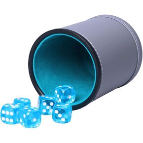 مجموعة كأس النرد من الجلد بو واهتزاز وهادئ للهدوء لألعاب Yahtzee Farkle Liars Dice ، تتضمن ستة زهر عادية 16 مم in Kuwait