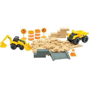 CAT Construction Toys, Dig N' Build Dirt Playset with 10 Oz of Compound, 2 Little Machine Vehicles, Ages 3+
