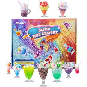 100+ Pcs Slime Mini Dessert Cup Making Craft Kit for Girls Boys,Even Adults Like to Play, Birthday Idea for Kids Age 4+,3 Primary Colors, Fun Party Gift,DIY Art,Mini Food,Make it Mini