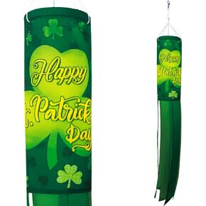 Happy St. Patrick's Day Windsock 40 Inch Durable Outdoor Hanging Decoration for Yard Garden Patio Home Decor