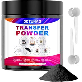 DOTUHAO DTF Powder, Black DTF Transfer Powder, Sublimation Powder with 2 Spoon for Colored Garments, DTF Hot Melt Adhesive Powder for All DTF and DTG Printers (Black,4oz)