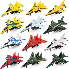 Pull Back Airplane Toys Fighter Jets, Airplane Party Favors Plane Playset, Fighter Jet Toy, Plane Themed Kids Presents Toys for 3 Year Old boy (12 Pack)