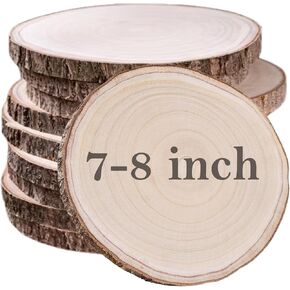 10 PCS Natural Paulownia Wood Slices 7-8 Inches ، شرائح خشبية للقطاعات المركزية ، جولات غير مكتملة من الخشب للحرف اليدوية ، شريحة خشبية لمشاريع الزفاف الريفية in Kuwait