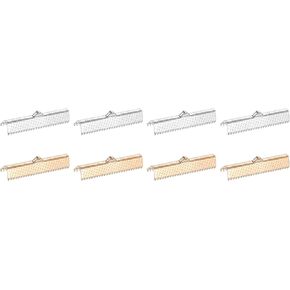 uxcell 50Pcs 16mm Ribbon Crimp Clamp Ends, Bookmark Pinch Crimp Ends, Fasteners Clasp Crimp Ends for Bracelet Necklace Jewelry Making, 2 Colors