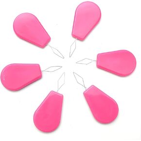 50 Pieces Gourd Shaped Plastic Needle Threaders, Wire Loop Needle Threader Tool for Hand and Machine Sewing, DIY Crafting, Easy Needle Threading with Clear Storage Box (Pink)