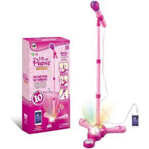 Kids Karaoke Machine with Stand,Karaoke Machine Kid,Kids Microphone with Flashing Stage Lights Adjustable Stand Gift for Age 3+ Years Old Children