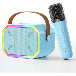 Mini Karaoke Machine with Kids Microphone,Bluetooth Karaoke Microphone Wireless for Singing,Birthday Easter Gifts for Kids Age 4 5 6 7 8 Year Old Girls Boys