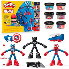 Play-Doh Marvel Hero Adventure Playset, 3 Marvel Action Figures with Wearable Tools, Black Panther, Captain America & Spider-Man Imagination Toys for Boys and Girls Ages 4 and Up