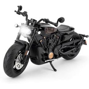 Compatible for 1:12 Harley Motorcycle Model, Collection Motorcycle Model with Light, Diecast Toy Motorcycles for 3-9 Year Old Boys (Black)