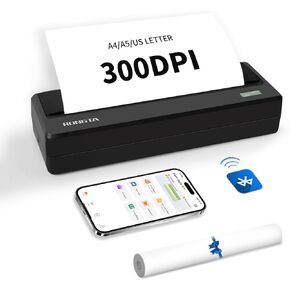 Rongta Portable-Printer Inkless for Travel, 300 DPI Small Wireless Bluetooth Thermal Printer for Home Use, Compatible with Android,iOS & Laptop,Support 8.5" X 11" US Letter&Legal A4