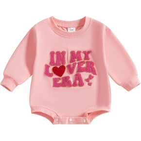Eadrioss Infant Baby Girl Boy Valentines Outfit Crew Neck Letter Print Sweatshirt Romper Onesie Valentines Clothes