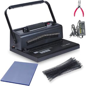 Binditek Spiral Binding Machine for Letter Size/A4/A5, Manual Round Hole Punch, Disengaging Pins, Adjustable Side Margin, with 100 pcs 5/16" Binding Coils, Pliers, PVC Covers & Power Adapter
