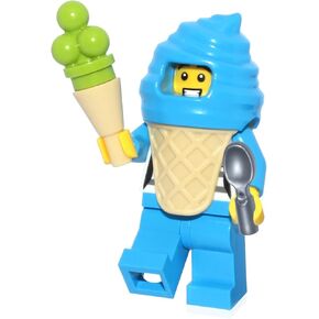 Lego City Town Minifigure - بوي في بدلة آيس كريم زرقاء (مع مخروط الآيس كريم وملعقة) لطيف للغاية