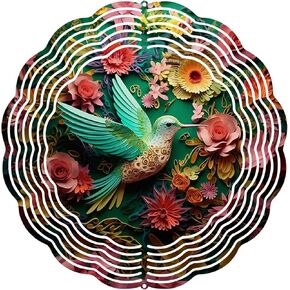10-Inch Wind Spinner – Aluminum Sublimation Wind Spinner for Outdoor Garden Decor, Durable and Weather-Resistant, Perfect for Adding a Touch of Elegance to Any Space (HummingbirdGarden)