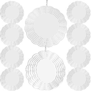 Remerry 10 Pack 10 Inch Sublimation Wind Spinner Blanks 3D Aluminum Metal Wind Spinners Whirligigs Wind Spinners DIY Crafts Ornaments for Garden Window Yard Porch Front Door Decoration(Round)