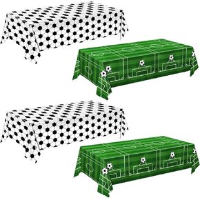 4 Pieces Soccer Tablecloths - Soccer Birthday Party Decorations Soccer Table Cloth Soccer Tablecloth Plastic Table Cover for Sports Soccer Theme Party Decorations, 54 x 108 Inch