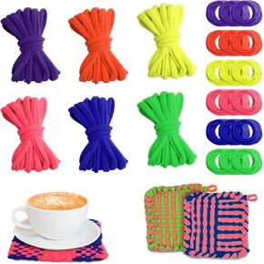 180 PCS Loolder Loops Loops 10 بوصة نسج حلقات إعادة الملء في 6 ألوان قوس قزح تجعل 3 أجهزة كمبيوتر 8 "× 8" لاعبي الفنون والحرف DIY للبنات الذين تتراوح أعمارهم