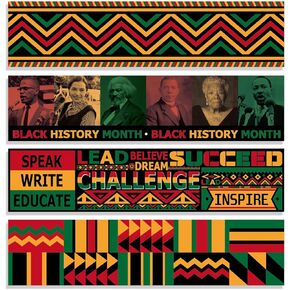 80Pcs Black History Month Bulletin Board Borders, Black History Month Bulletin Board Decorations African American Bulletin Board Borders Decor for Office Classroom School Kwanzaa