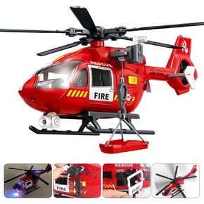 Helicopter Toy with Lights and Sound,Simulative Rescue Helicopter Toddler Kids Toys for Kids Aged 3 4 5 6 Pull-Back Propeller Army Toys Toddler Kids Boys Gifts (Fire Fighting Helicopter)