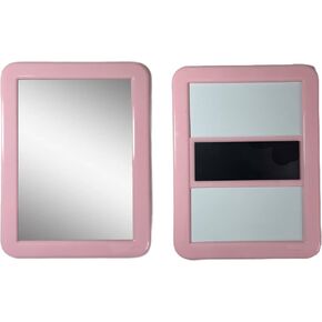 Magnetic locker mirror, 5"x7", small rectangular mirror for the back of locker doors, suitable for school lockers, work lockers, home refrigerators, magnetic whiteboards, locker accessories (Pink)