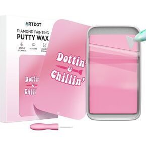 ARTDOT Strong Adsorption Putty Wax for Diamond Painting Kits for Adults,Large Size Glue with Sealed Storage Box for Diamond Art Accessories and Tools(Pink)