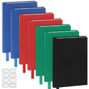 Jumbo Stretchable Book Cover 7PCS Reusable Fabric Book Cover with Label 9x11in Black Blue Green Red Protective Sleeve Hardcover Book Textbook Cover for School Fit Most Book Size Up to 10x12.5in