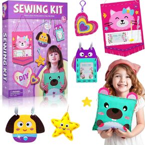 Sewing Kit for Kids - Toys for Girls Kids Sewing Kit,Make 6 Projects of Animal Knitting Kit for Beginners Arts and Crafts,Birthday Gifts for Girl 3-12 Years, Toddler Learn to Sew and Embroidery