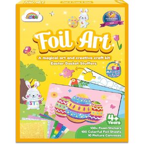 ZMLM Easter Crafts Gifts for Kids - Foil Art Mess Free Activity, Fun Easter Basket Stuffers, Gifts for Ages 4 5 6 7 8 9 10 11 12 Girls Boys, Creative Arts and Crafts Kits Games Toys for Kids